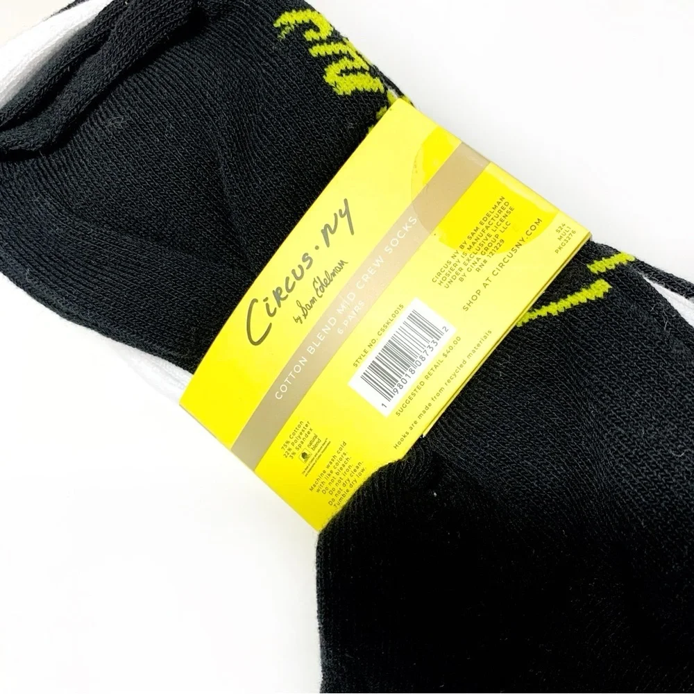 NWT Circus by Sam Edelman 5-Pack Crew Socks | Tennis Style | Cotton Blend